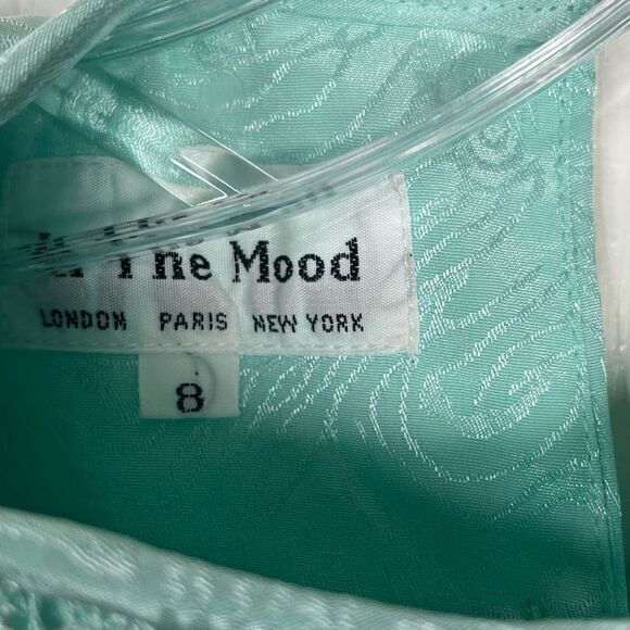 In The Mood Skirt Blouse Set Sz 8 Mint Green Vintage Style Pleated Lace - Picture 7 of 13